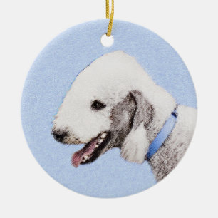 Bedlington Terrier Painting - Original Dog Art Ceramic Ornament