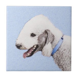 Bedlington Terrier Painting - Original Dog Art Ceramic Tile