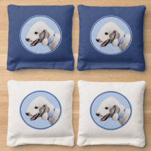 Bedlington Terrier Painting - Original Dog Art Cornhole Bags