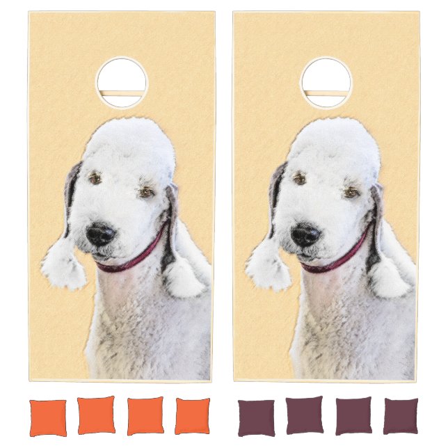 Bedlington Terrier Painting - Original Dog Art Cornhole Set (Set)