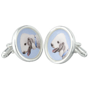 Bedlington Terrier Painting - Original Dog Art Cufflinks