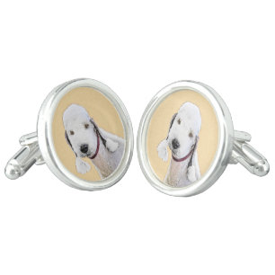 Bedlington Terrier Painting - Original Dog Art Cufflinks