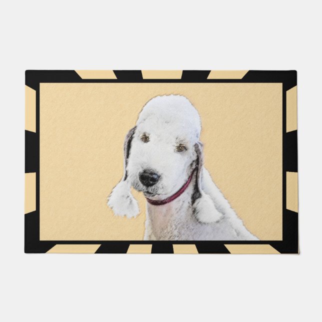 Bedlington Terrier Painting - Original Dog Art Doormat (Front)