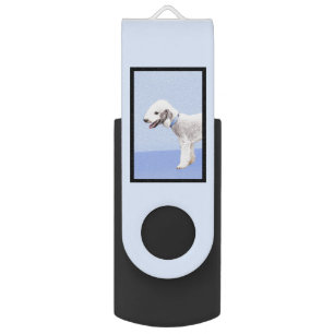 Bedlington Terrier Painting - Original Dog Art Flash Drive