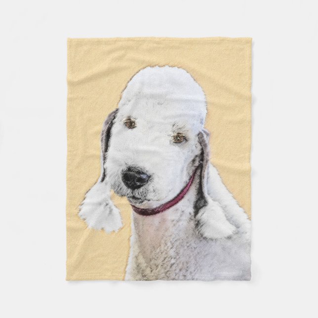 Bedlington Terrier Painting - Original Dog Art Fleece Blanket (Front)