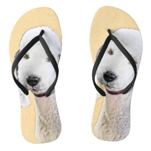 Bedlington Terrier Painting - Original Dog Art Flip Flops