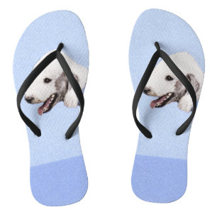 Bedlington Terrier Painting - Original Dog Art Flip Flops