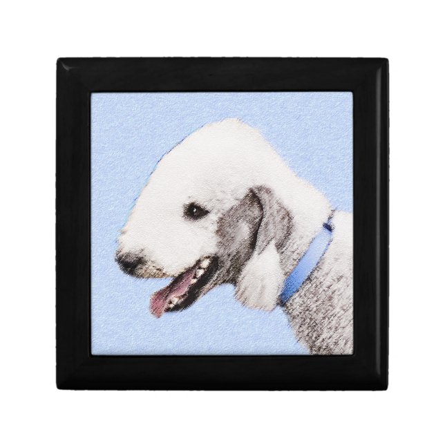 Bedlington Terrier Painting - Original Dog Art Gift Box (Front)
