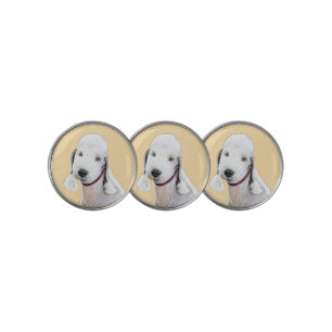 Bedlington Terrier Painting - Original Dog Art Golf Ball Marker