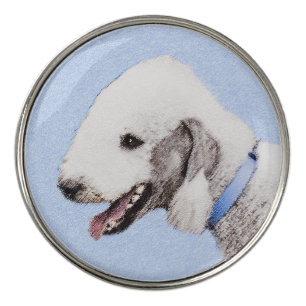 Bedlington Terrier Painting - Original Dog Art Golf Ball Marker