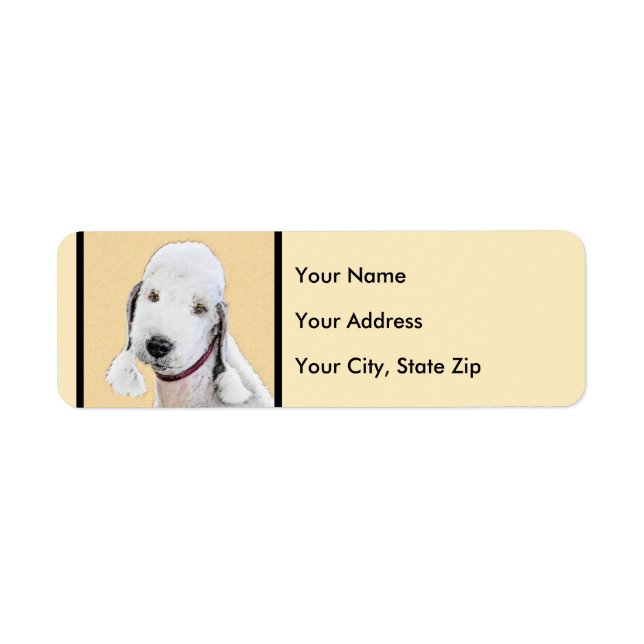 Bedlington Terrier Painting - Original Dog Art Label (Front)