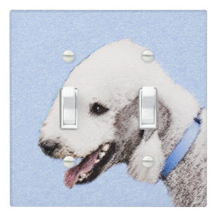 Bedlington Terrier Painting - Original Dog Art Light Switch Cover