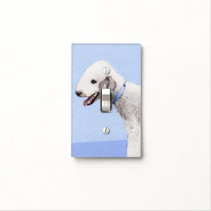 Bedlington Terrier Painting - Original Dog Art Light Switch Cover