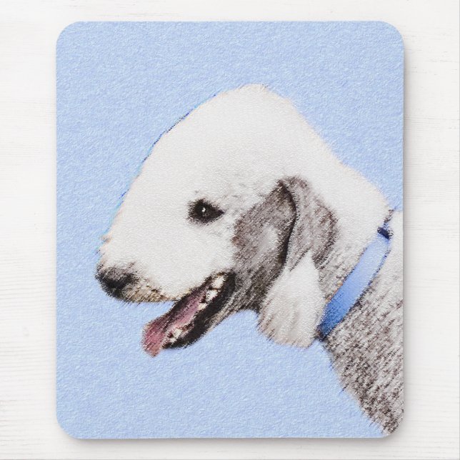 Bedlington Terrier Painting - Original Dog Art Mouse Pad (Front)