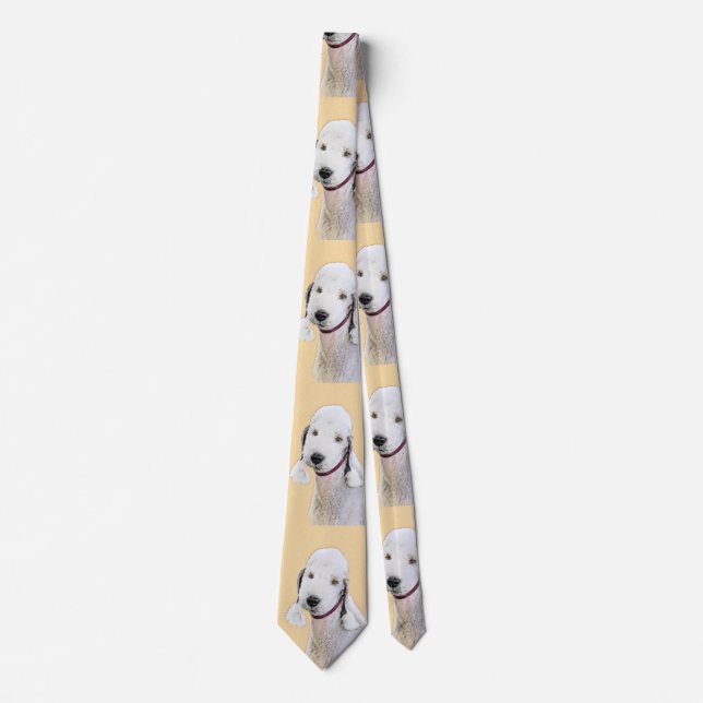 Bedlington Terrier Painting - Original Dog Art Neck Tie (Front)