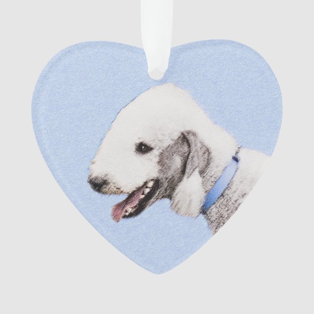 Bedlington Terrier Painting - Original Dog Art Ornament (Front)