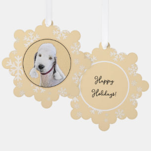 Bedlington Terrier Painting - Original Dog Art Ornament Card