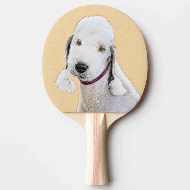 Bedlington Terrier Painting - Original Dog Art Ping Pong Paddle (Front)