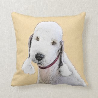 Bedlington Terrier Painting - Original Dog Art Throw Pillow