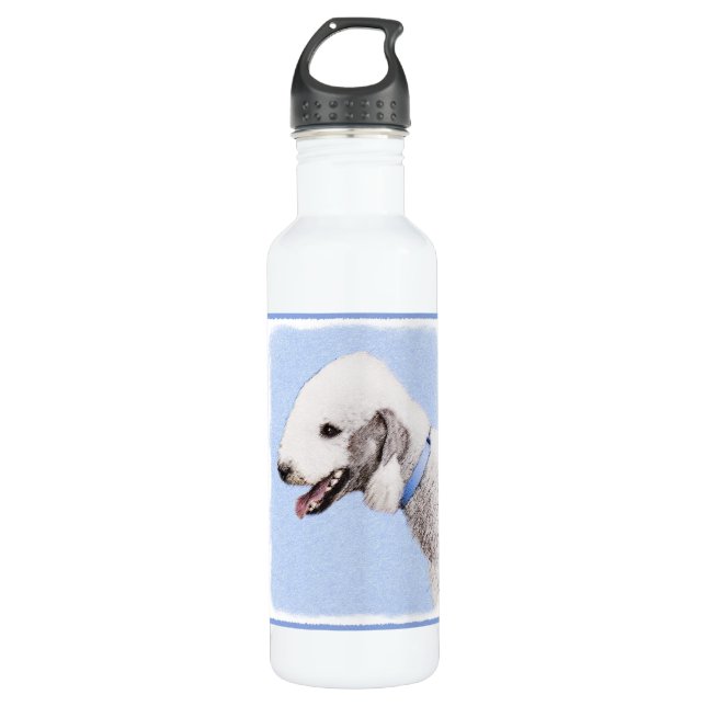 Bedlington Terrier Painting - Original Dog Art Water Bottle (Front)