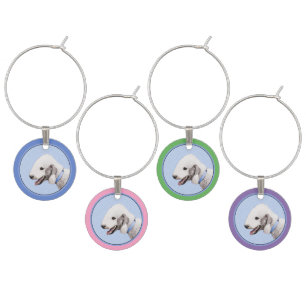 Bedlington Terrier Painting - Original Dog Art Wine Charm