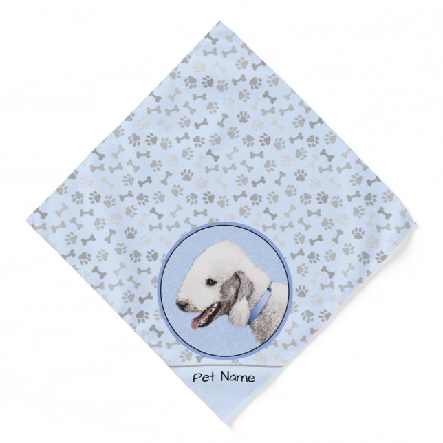 Bedlington Terrier Painting Sandy Color Dog Art Bandana (Front)
