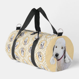 Bedlington Terrier Painting Sandy Color Dog Art Duffle Bag