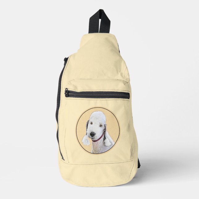Bedlington Terrier Painting Sandy Color Dog Art Sling Bag (Front)