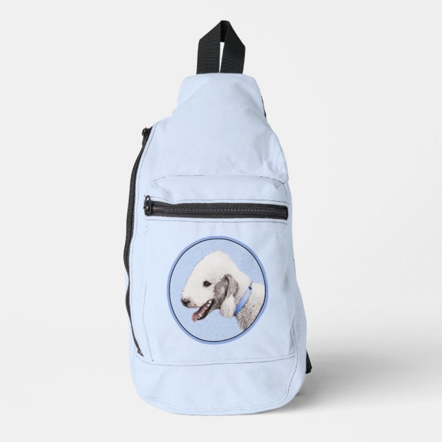 Bedlington Terrier Painting Sandy Color Dog Art Sling Bag (Front)
