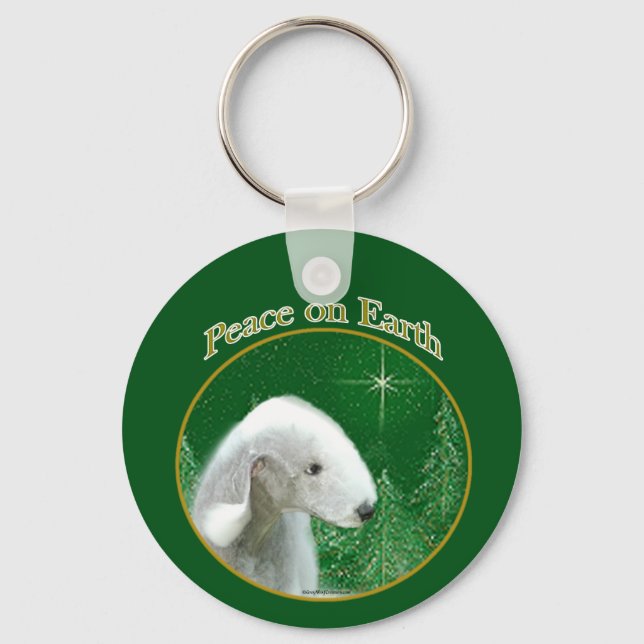 Bedlington Terrier Peace Keychain (Front)