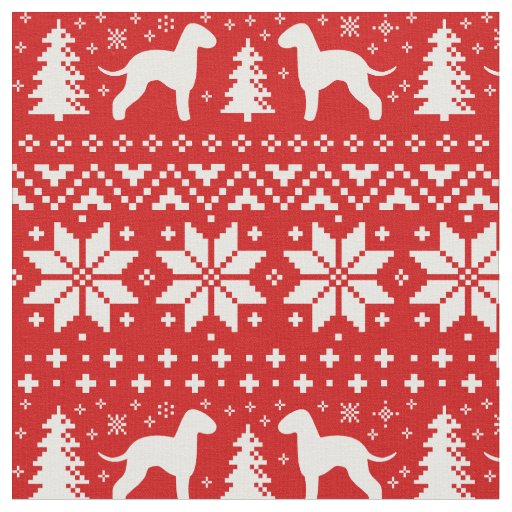 Bedlington Terrier Silhouettes Christmas Holiday Fabric