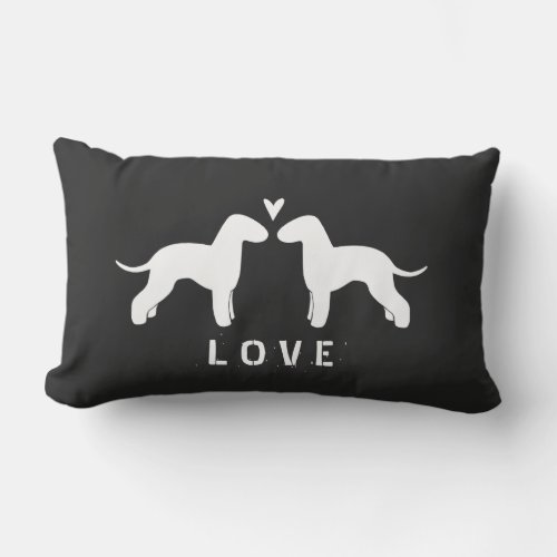 Bedlington Terrier Silhouettes Love Lumbar Pillow
