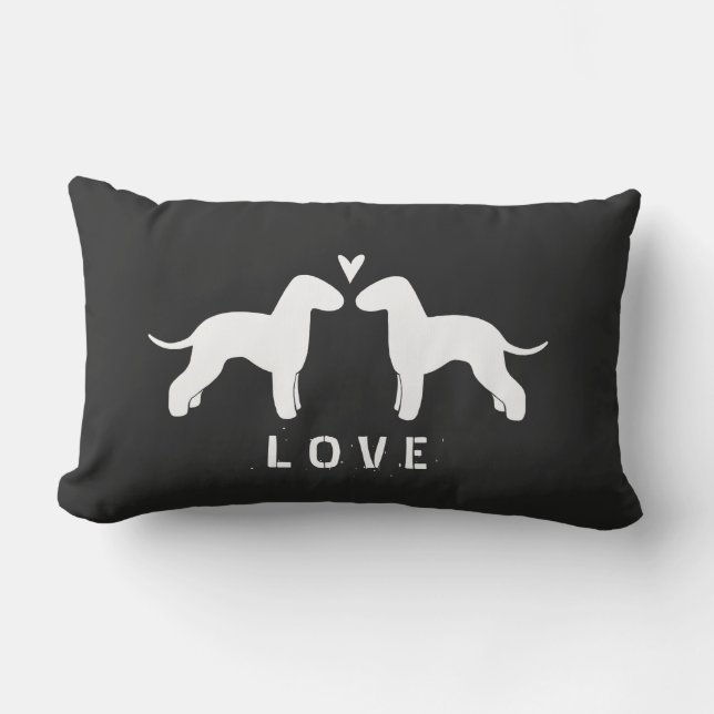 Bedlington Terrier Silhouettes Love Lumbar Pillow (Front)