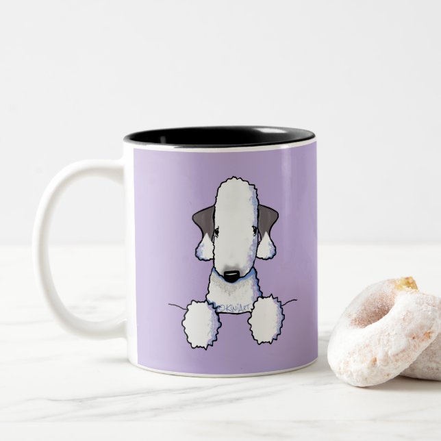 Bedlington Terrier Two-Tone Coffee Mug (With Donut)