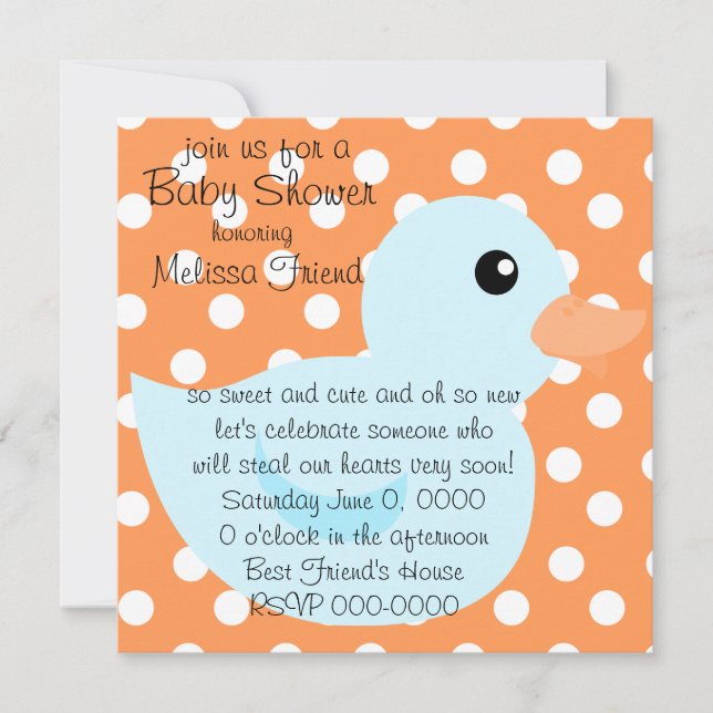 Bedotted Duck in Blue Invitation (Front)