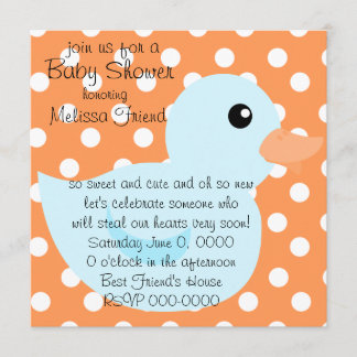 Bedotted Duck in Blue Invitation