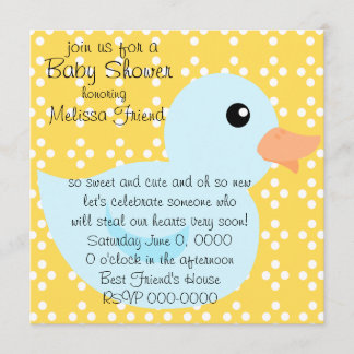 Bedotted Duck in Blue Invitation