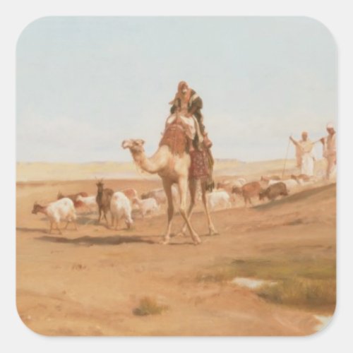 Bedouin in the Desert 1884 oil on canvas Square Sticker