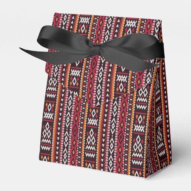 Bedouin Sadu Fabric Pattern Favor Boxes (Front Side)