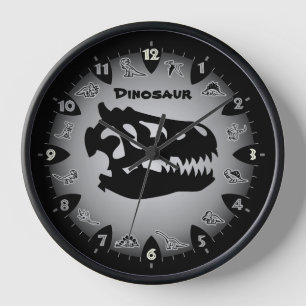 Bedrock Grey Dinosaur Wall Clock