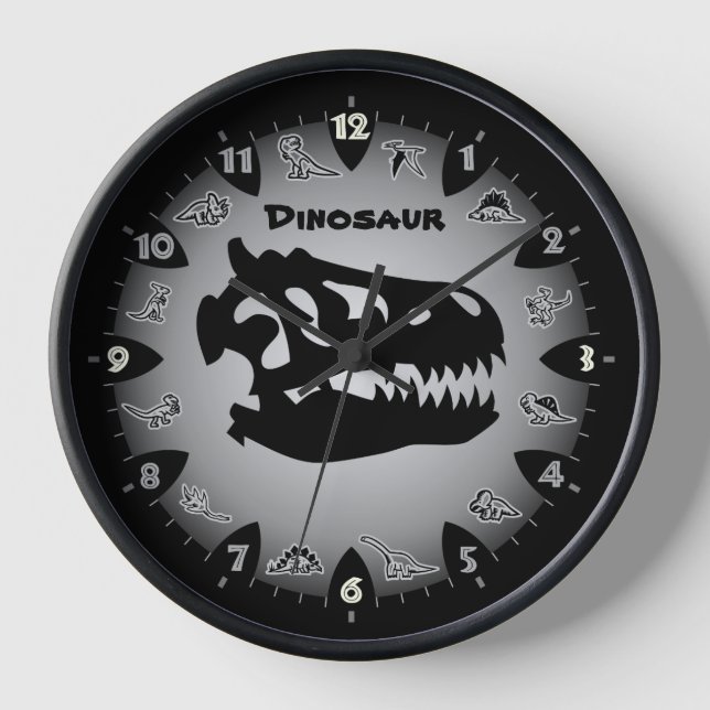 Bedrock Grey Dinosaur Wall Clock (Front)