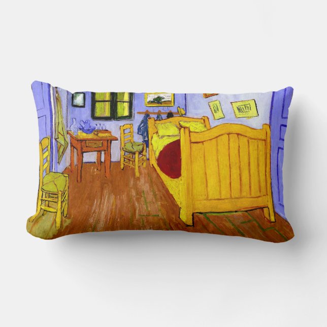 Bedroom in Arles (F482) Van Gogh Fine Art Lumbar Pillow (Front)