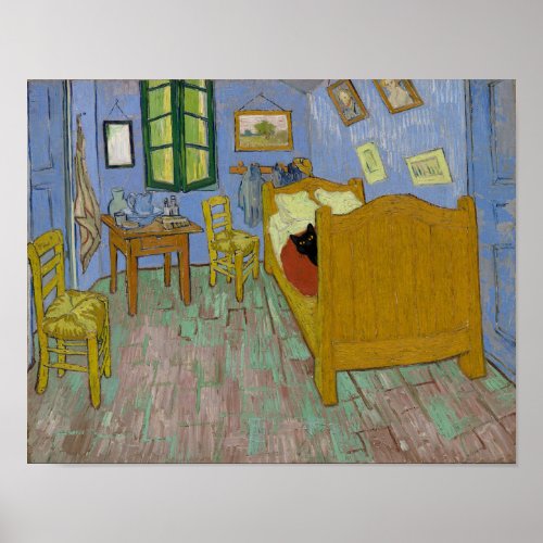 Bedroom in Arles with a black cat _ Van Gogh Poster