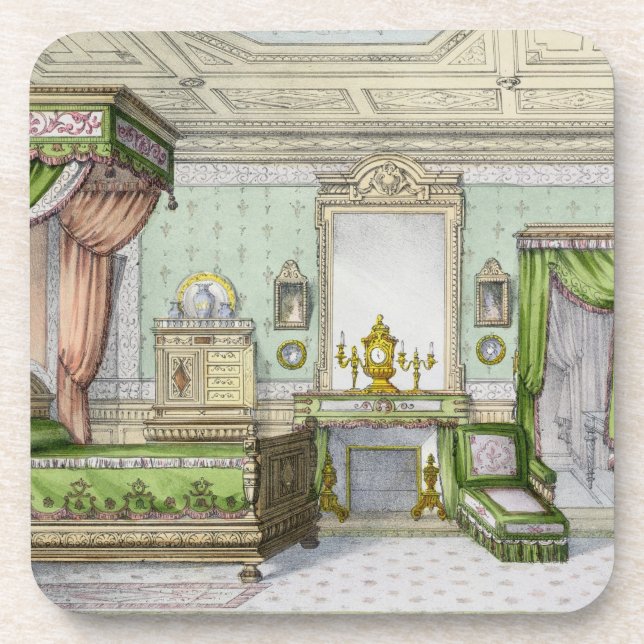 Bedroom in the Renaissance style (colour litho) Beverage Coaster (Front)