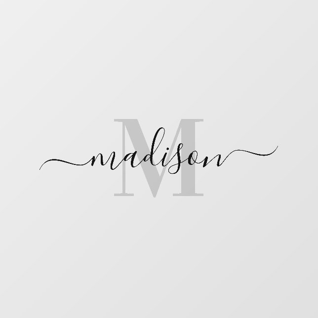 Bedroom Monogram Name Initial Gray Wall Decal (Front)
