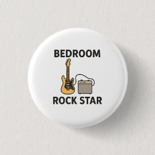 Bedroom Rock Star Guitar & Amp Design for Musician Button