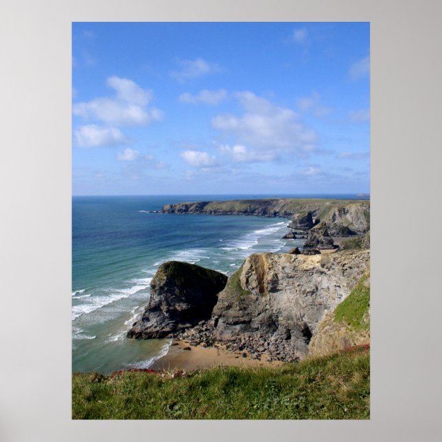 Bedruthan Steps, Cornwall Poster (Front)