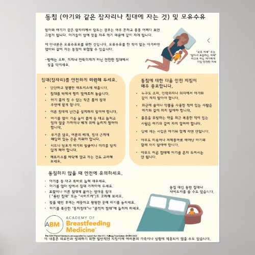 Bedsharing and Breastfeeding Poster Korean