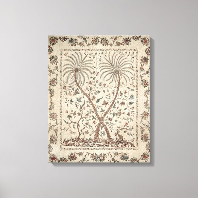 Bedspread with Palm Tree Motifs Canvas Print (Front)