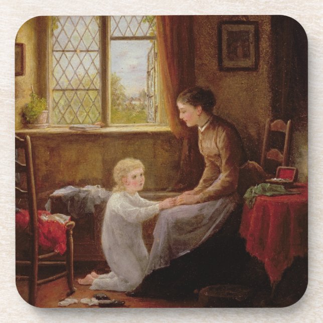 Bedtime, 1890 (oil on panel) beverage coaster (Front)